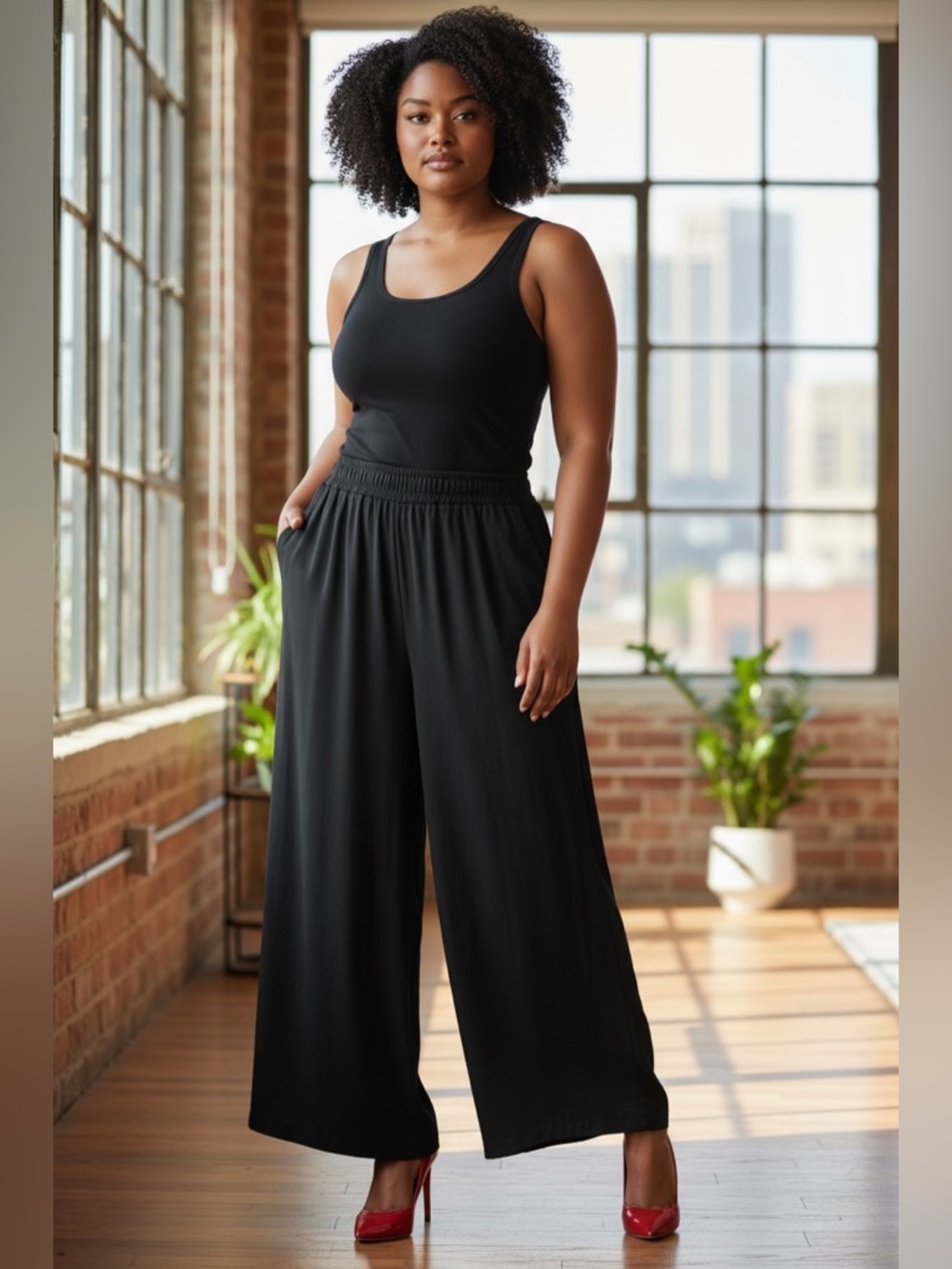 Nine West Black Wide-Leg Pants